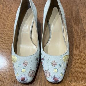 Vtg Ron White Italy Grey Suede Floral Shoes Women 9 US/39.5 EU Fairygoth Whimsy